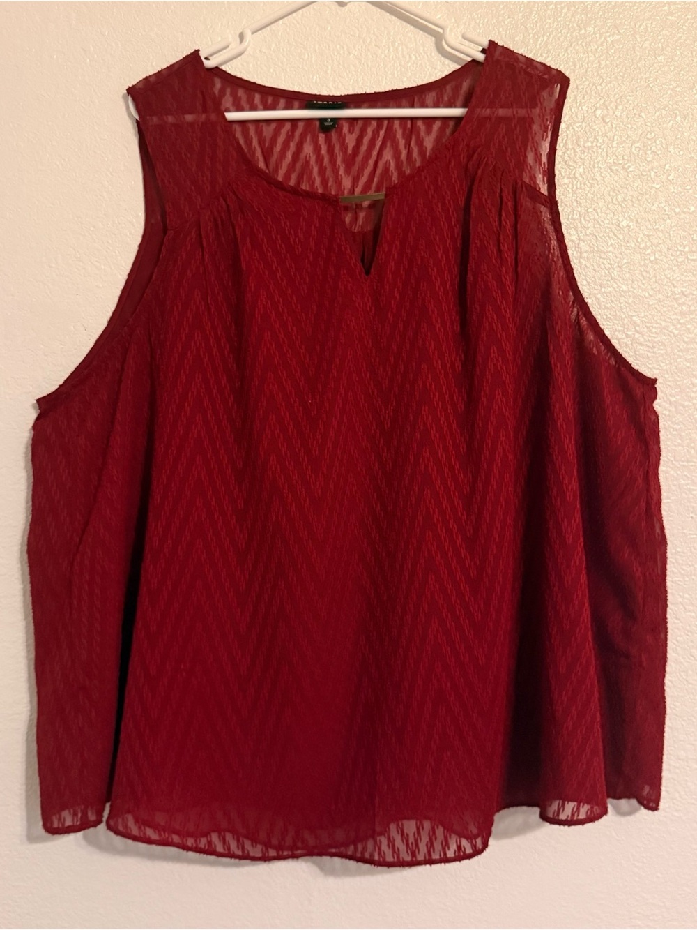 Torrid Womens Plus Size 3 / 3X Burgundy Sleeveless Sheer Double Layer Blouse
